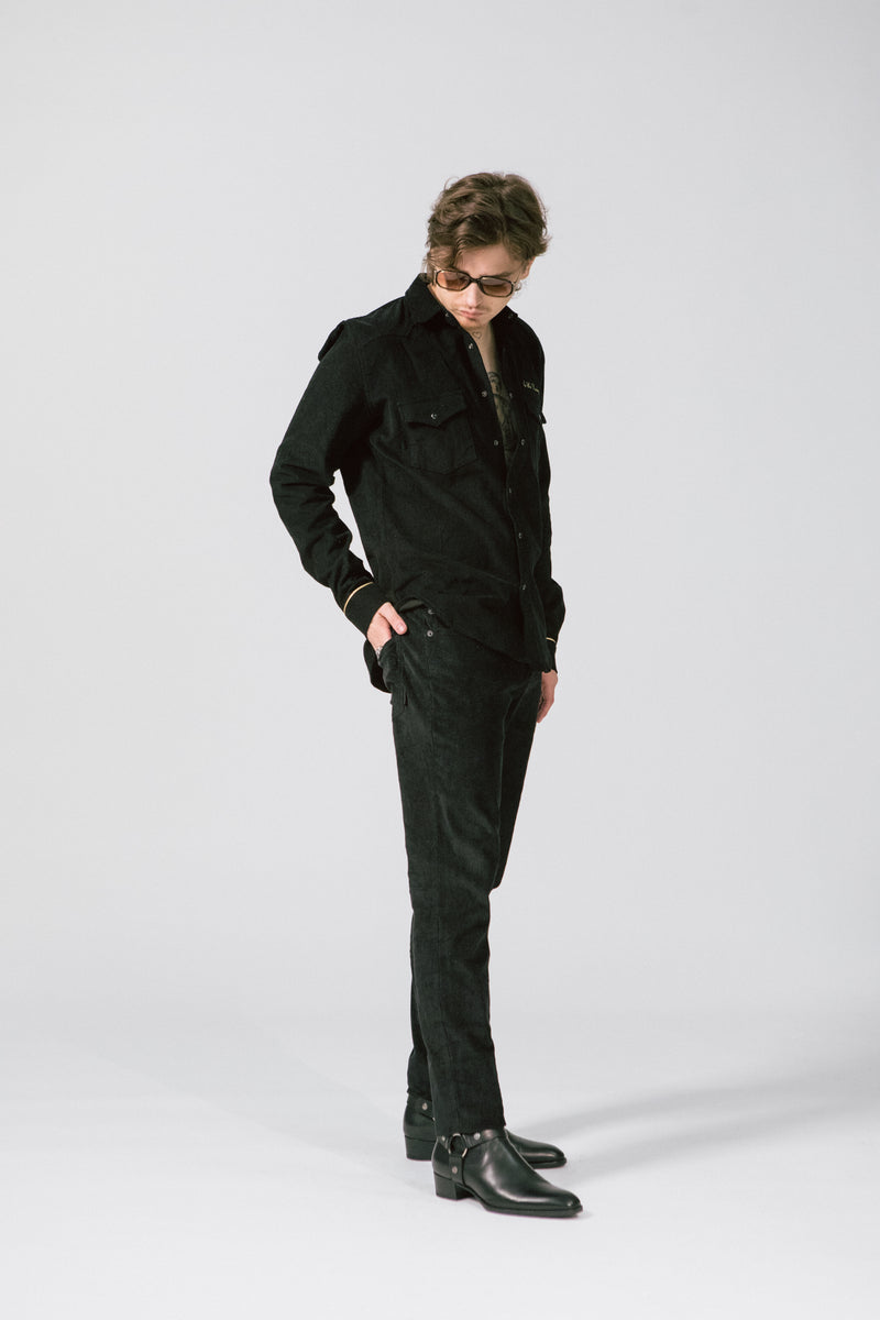 MIDNIGHT BLACK CORDUROY SKINNY PANT